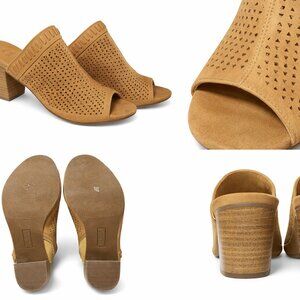 Sonoma Size 7 Tan Mule Heels Comfort Vitalize Ortholite Open Toe Block Heel